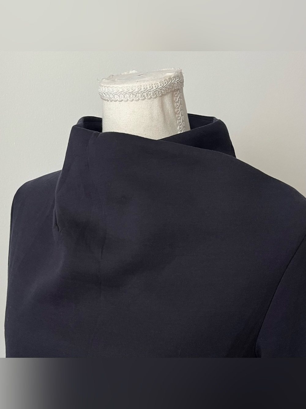 COS Women's Draped Neck Top Navy Blue XS Minimalist Avant Garde Office Portugal - Picture 6 of 10